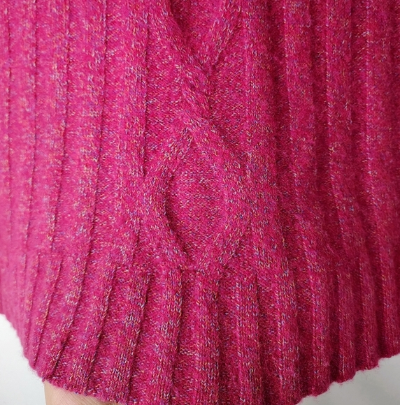 Talbots Women's Merino Wool Cowl Neck Sweater Pink Cable Knit Size 2XP. - Picture 2 of 16